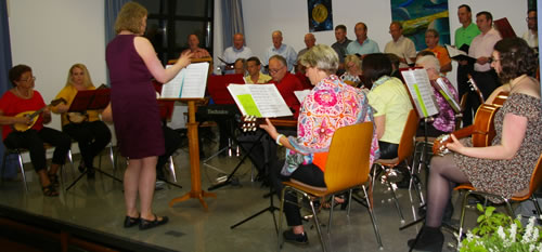 Das Mandolinenorchester Weickartshain beim gemeinsamen Auftritt mit dem Männerchor (Bilder: Golz) 